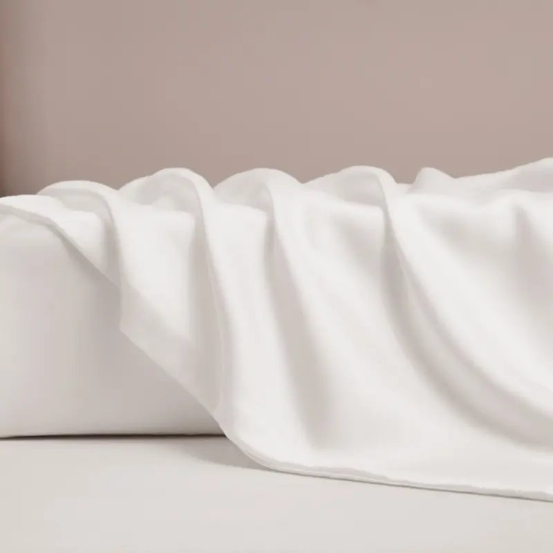 1pc Summer Cooling Top Sheet,Shiny Silky White Flat Sheet,Lyocell Bamboo Fiber Cold Bed Linens Mattress Cover,US queen 90*102in