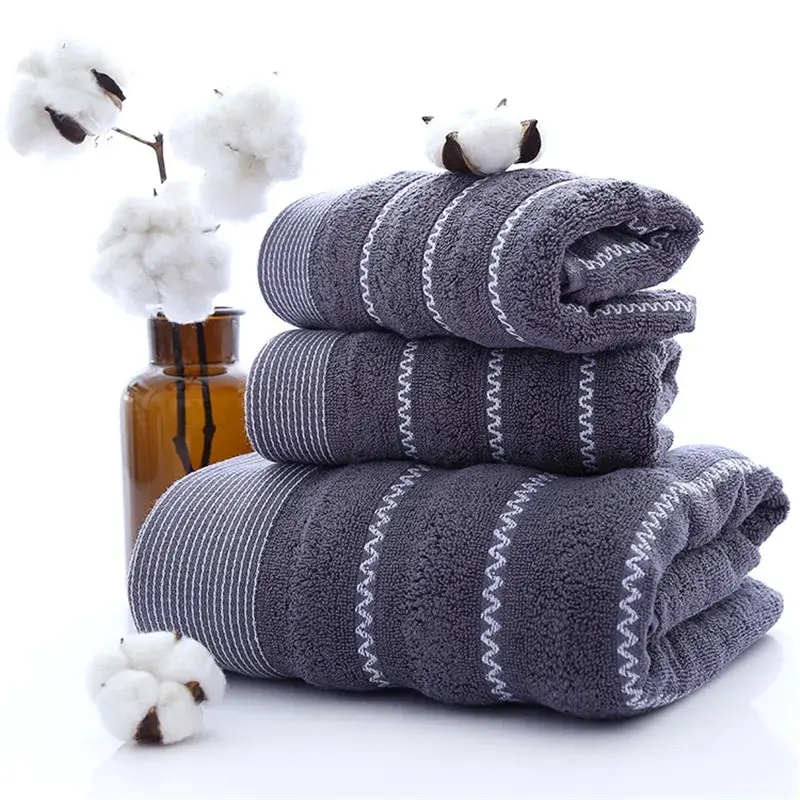 3-Piece Washcloths Towels Set, 100%Cotton Face Bath Towels for Bathroom Home Hotel Quick Dry Soft and Absorbent Solid Color