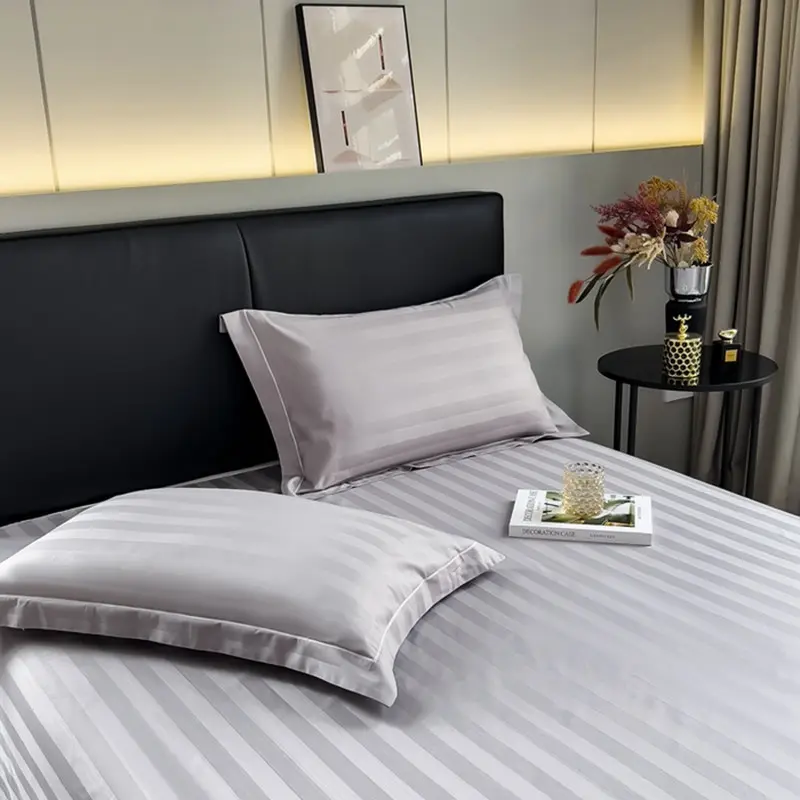 1/2pcs Hotel Home Pillow Case 100%Cotton Pure White Grey Jacquard Stripe Pillowcase Encryption Envelope Closure Pillow Cover