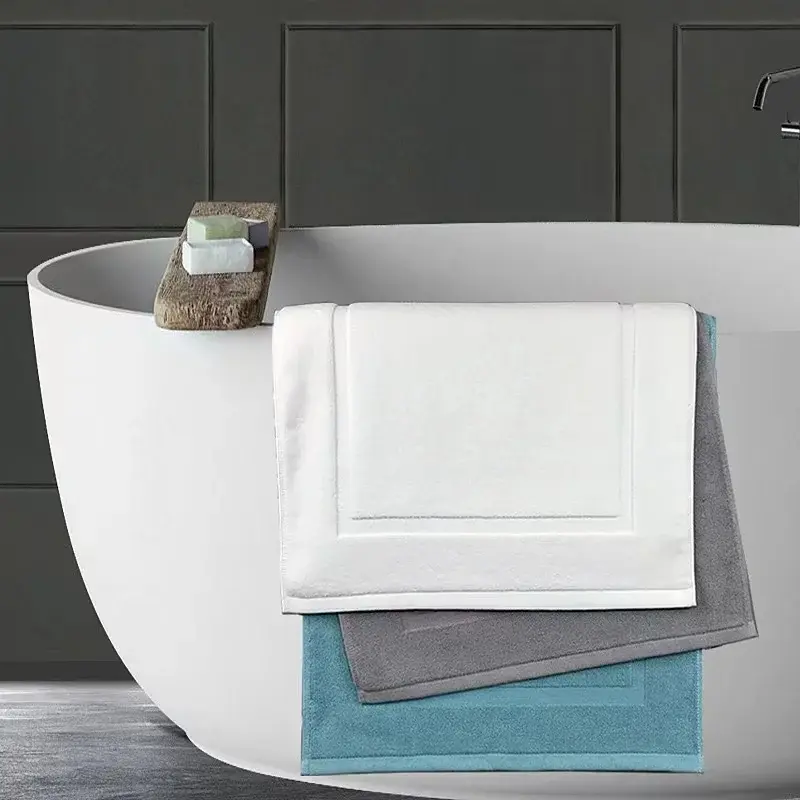 Thick Jacquard Floor Towel, 100% Cotton, Non-Slip, Water Absorption, White, SPA, Bathroom Mat, Hotel, Home, Grey Bath Mats