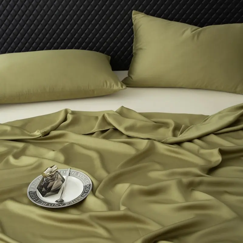 1pc Olive Green Bed Top Sheet,Eucalyptus Lyocell Fiber,Sily Summer Mattress Cover for single Double Men US 274*259cm