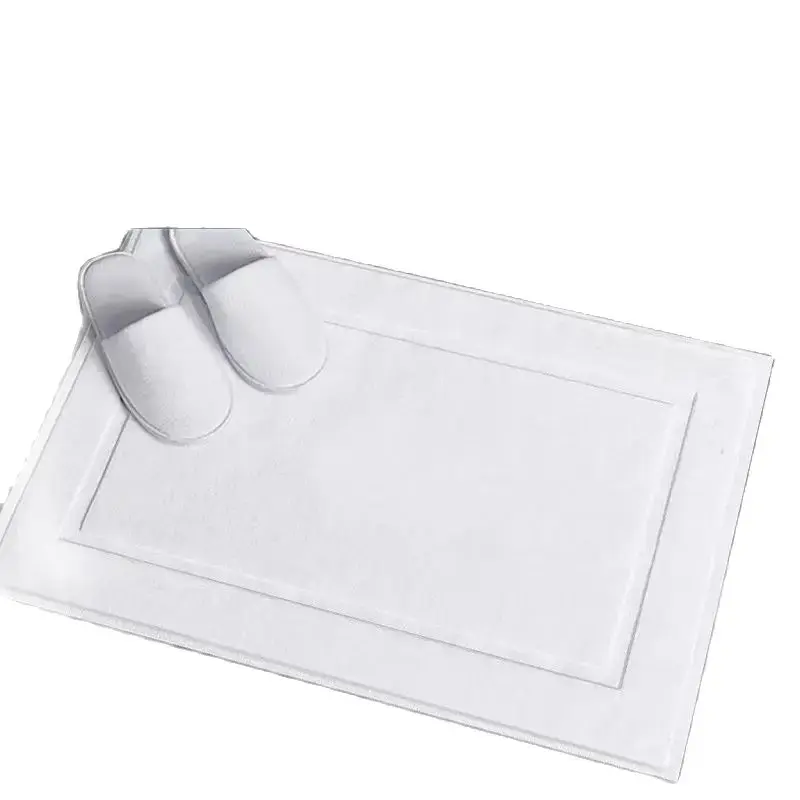 Thick Jacquard Floor Towel, 100% Cotton, Non-Slip, Water Absorption, White, SPA, Bathroom Mat, Hotel, Home, Grey Bath Mats