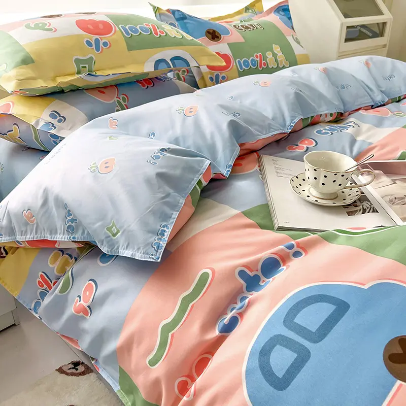 Kids Bedding Set,3Pcs Cartoon Boys Girl Bed Linens,Grey Lion,Duvet Cover +Flat Sheet +Pillowcase.Single Dorm Bedding