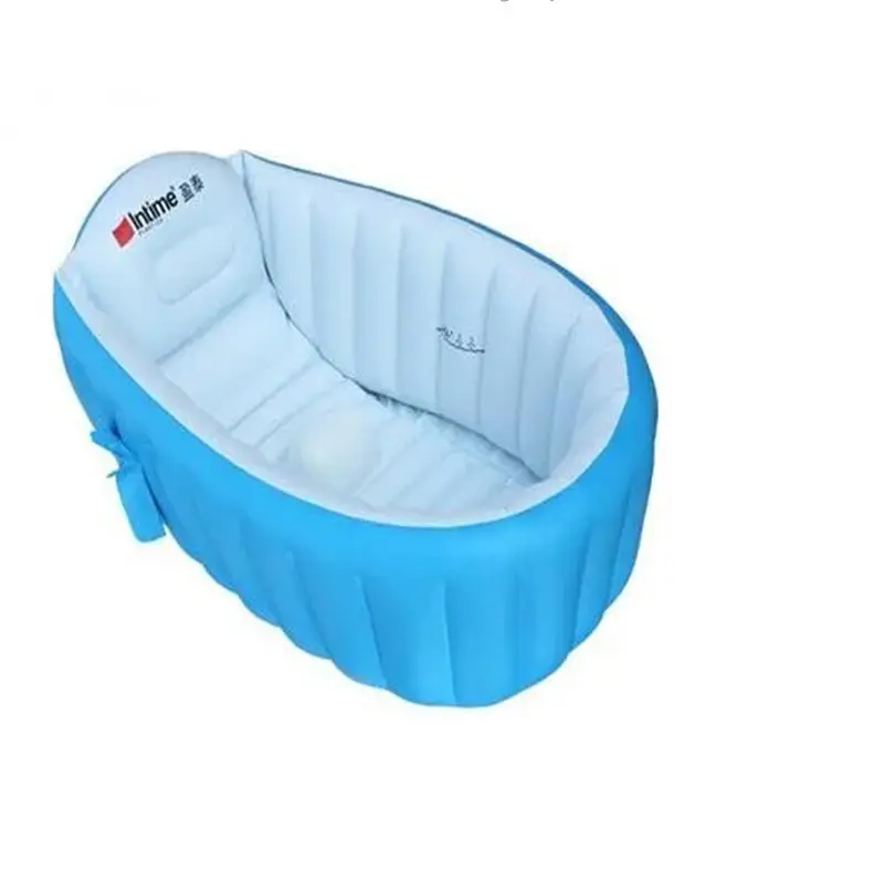 Portable Inflatable Bath Tub For Children,Hand Air Pump Warm and Cool Folding Kids Play Bathtubs 98X65X28cm Pink or Blue Color