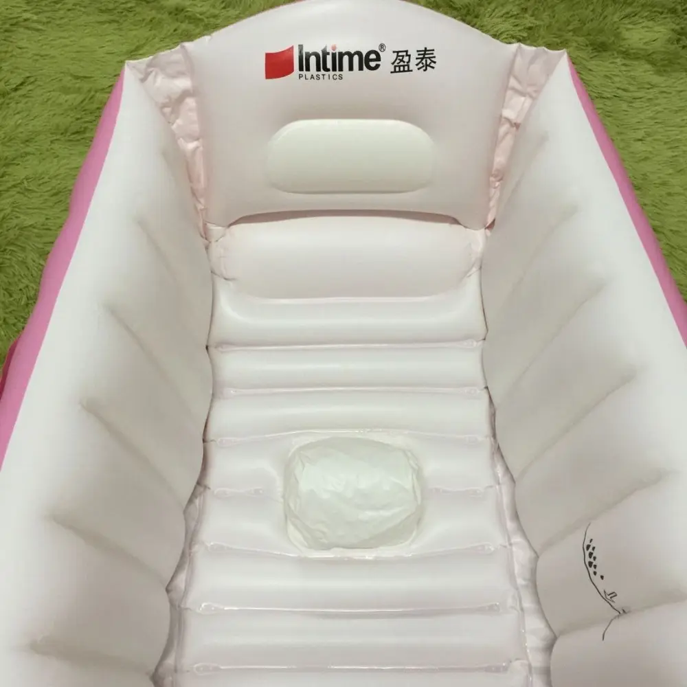 Portable Inflatable Bath Tub For Children,Hand Air Pump Warm and Cool Folding Kids Play Bathtubs 98X65X28cm Pink or Blue Color