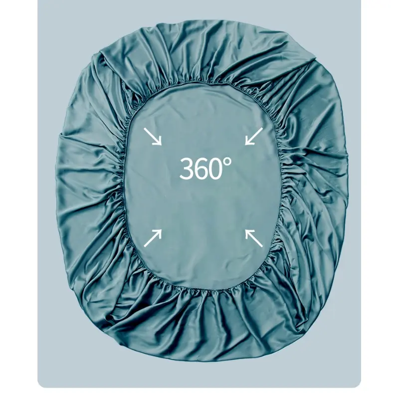 1pc Blue Color Fitted Sheet,100%Lyocell Fiber Mattress Cover with 360 Bands,Solid Silky Bed Linens For 1.2/1.5/1.8m Bed