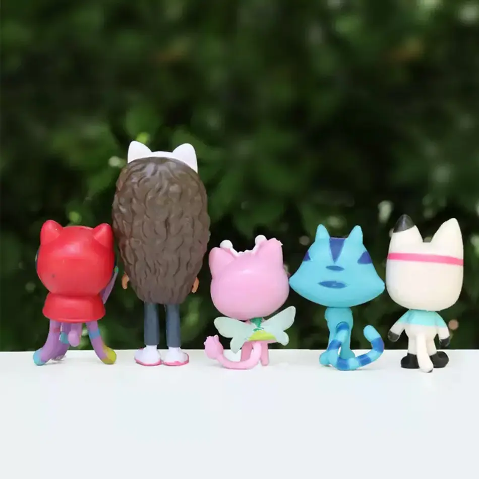 13pcs Gabby Dollhouse Anime Figure Toy Smiling Car Cat Hug Gaby Girl Dolls Mercat Cartoon Action Figure Kids Xmas Birthday Gifts