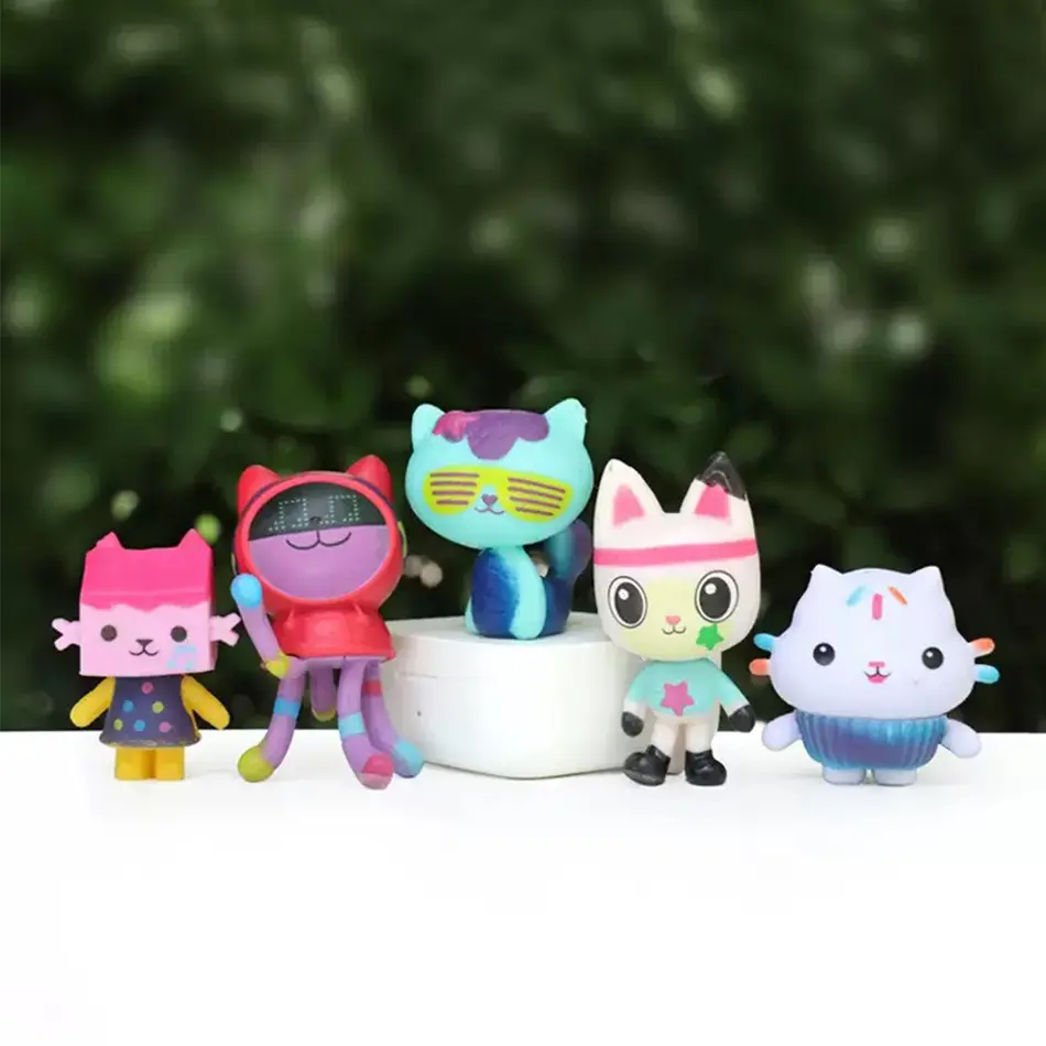 13pcs Gabby Dollhouse Anime Figure Toy Smiling Car Cat Hug Gaby Girl Dolls Mercat Cartoon Action Figure Kids Xmas Birthday Gifts
