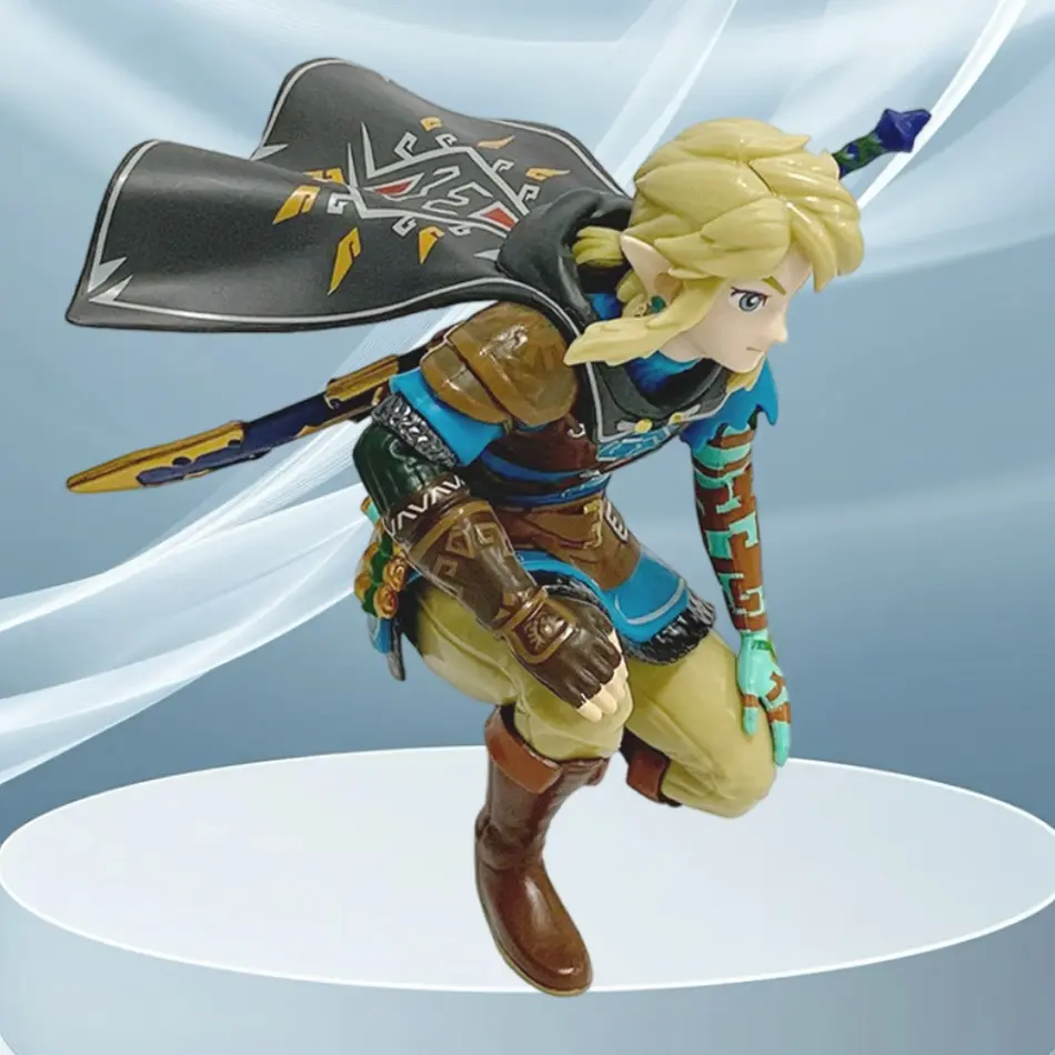 Anime 12cm Legend Of Zelda Link Kingdom Of Tears Squatting Position Figure Statue Game Pvc Handheld Models Toy Ornaments Gifts