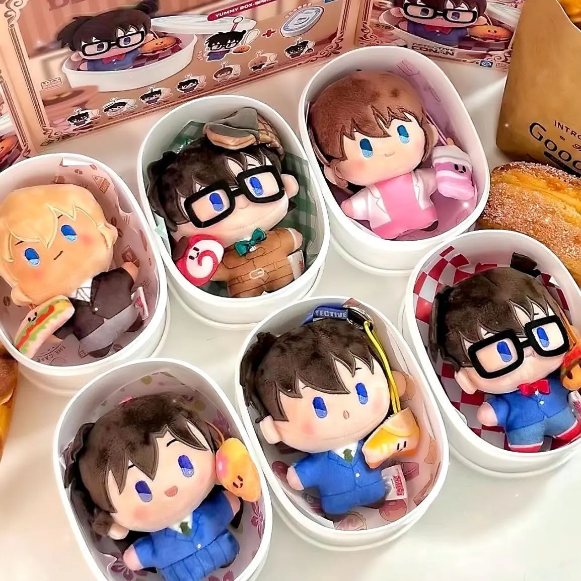Detective Conan Cafe Plush Toys Bento Pendant Anime Figure Collectible Model Doll Kawaii Children Birthday Gift Trendy Blind Box