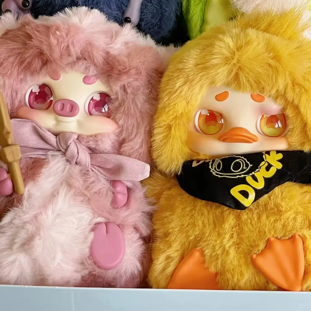 Cino Children's Battle Blind Box Kawaii Fluffy Pig Rabbit Doll Anime Figure Toy Desktop Ornaments Trendy Vinyl Face Collection