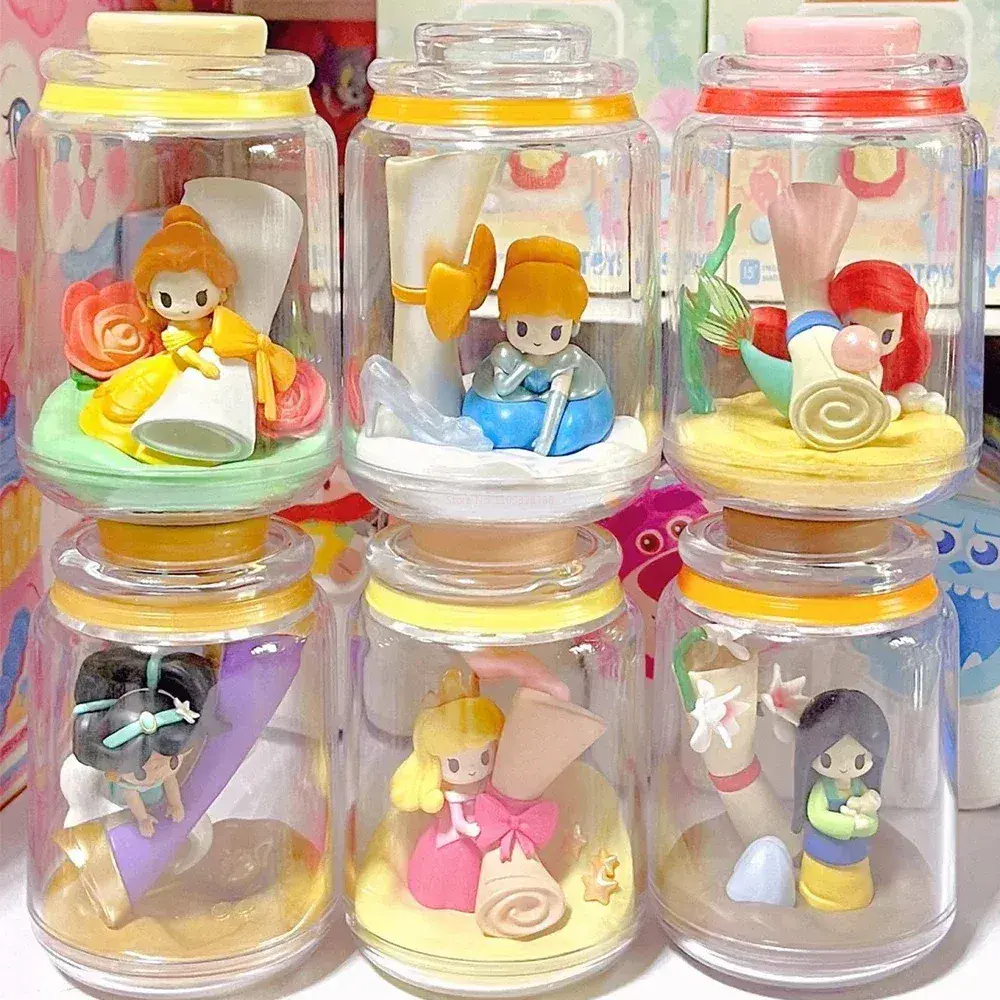 Disney Princess Blind Box Fantasy Wish Bottle Series Figure Collectible Action Models of Snow White And Belle Mystery Toy Decor