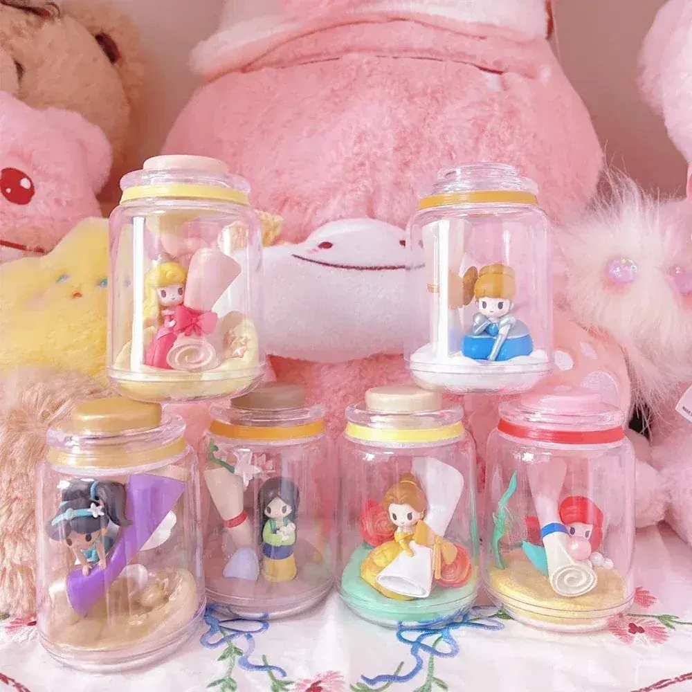 Disney Princess Blind Box Fantasy Wish Bottle Series Figure Collectible Action Models of Snow White And Belle Mystery Toy Decor