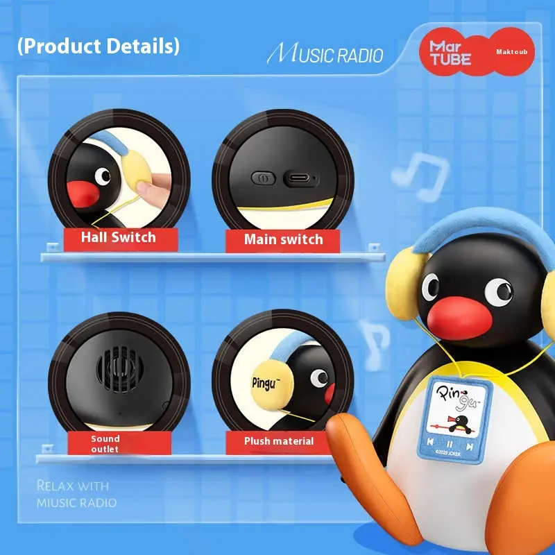 Anime Martube Pingu Shaking Penguin Bluetooth Speaker Kawaii Figurine Cute Desktop Ornament Ideal Girls Birthday Gift Toy Figure