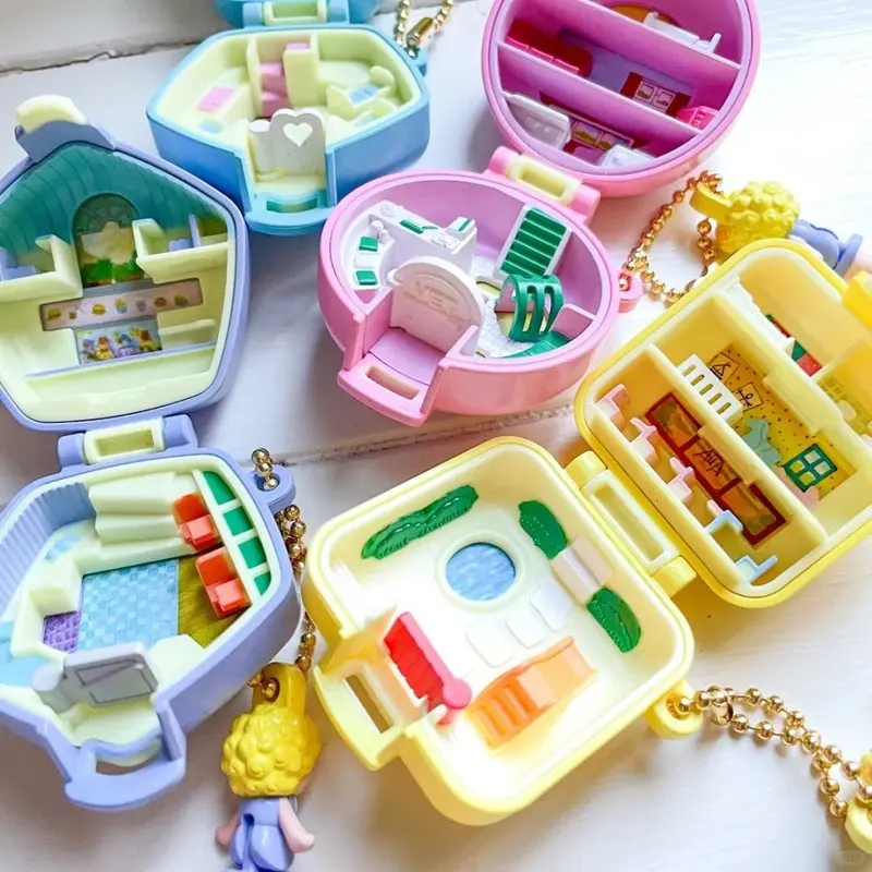 Bandai Polly Pocket Treasure Box Charm Reprint Action Figure Set - Collectible Model Decorations For Gift In Stock 4pcs