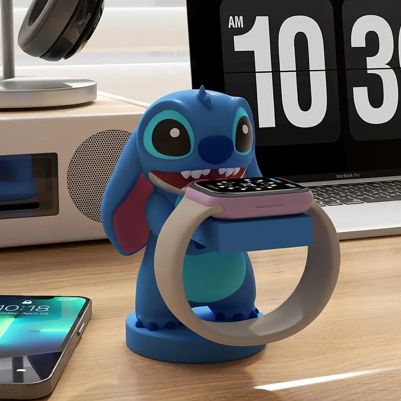 Authentic Stitch-Themed Multi-Function Charging Dock Stand for Apple Watch & iPhone Lilo & Stitch Collectible Character Holder