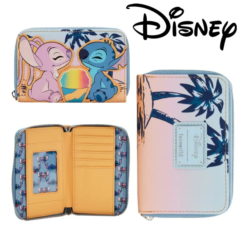 Loungefly Disney Princess Card Holder with Toy Figure - Tinker Bell Angel Snow Cone Design Beauty Beast Stitch Collectible Purse