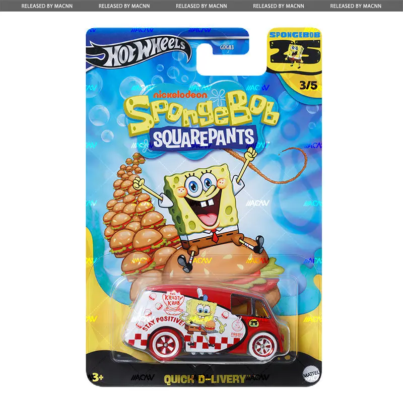 In Stock Hot Wheels Spongebob Advanced Puca Suit Patrick Star Crab Burger King Trolley Alloy Car Model Collectable Toys Gift