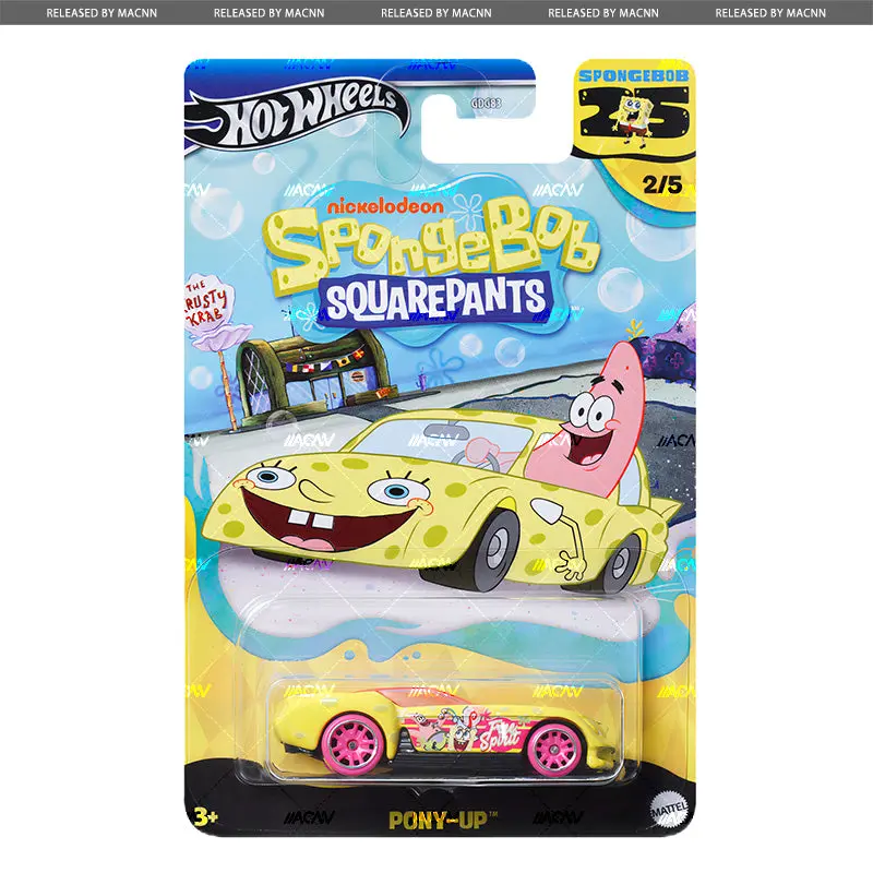 In Stock Hot Wheels Spongebob Advanced Puca Suit Patrick Star Crab Burger King Trolley Alloy Car Model Collectable Toys Gift