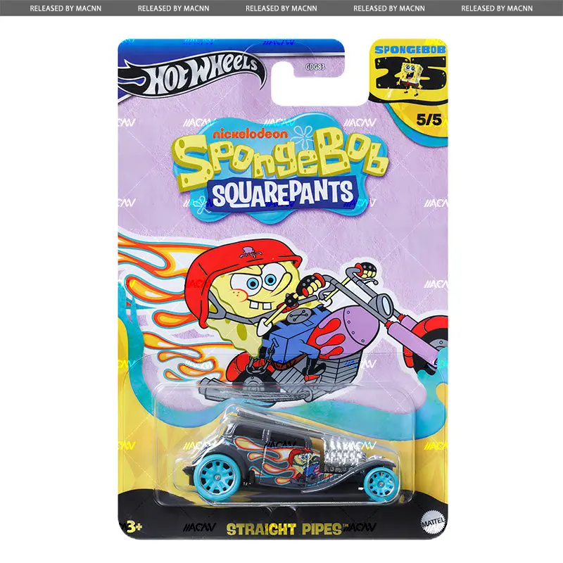 In Stock Hot Wheels Spongebob Advanced Puca Suit Patrick Star Crab Burger King Trolley Alloy Car Model Collectable Toys Gift