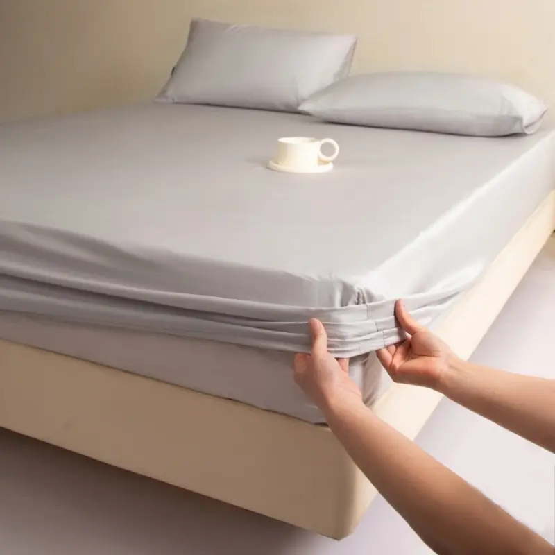 Silky Cooling Fitted Sheet,Eucalyptus Lyocell Fiber Mattress Cover with 360 Band Home Textile Bedspread 120*200+30cm Height