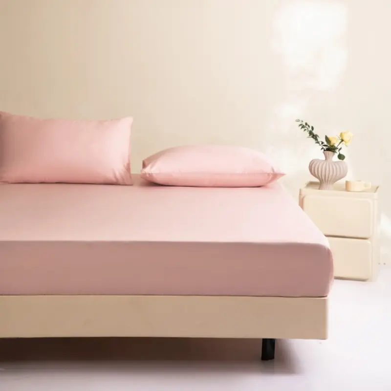3pcs Silky Cooling Fitted Sheet Set,Lyocell Fiber Twin Full Queen Eucalypt Plain Bed Linens, Mattress Cover with 360 Bands