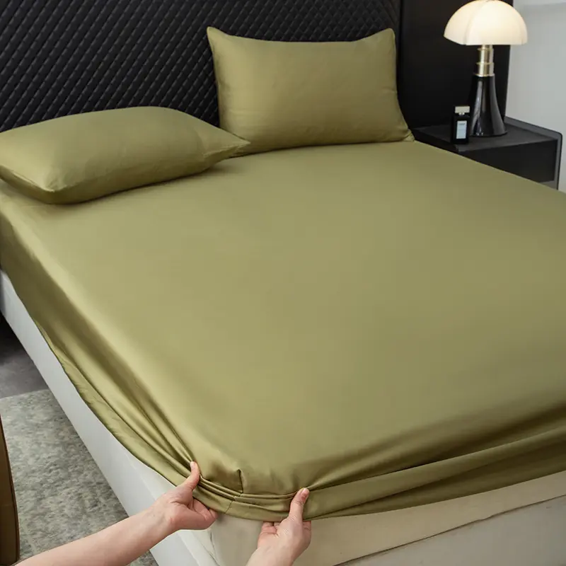 3pcs Silky Cooling Fitted Sheet Set,Lyocell Fiber Twin Full Queen Eucalypt Plain Bed Linens, Mattress Cover with 360 Bands