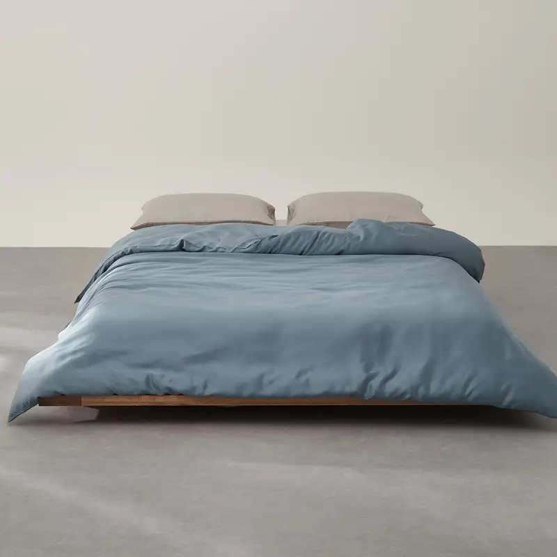 Ocean Blue Eucalyptus Fiber Bedding Set 220*240cm Shiny Duvet cover Silky Bamboo Fitted Sheet Lyocell Fiber Pillowcase