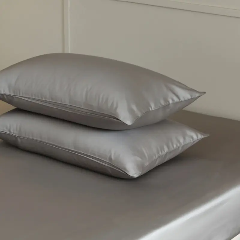 Luxury Silky Pillow Case Natural Bamboo Lyocell Fiber Pillowcase Smooth Cool Feeling Grey Solid Home Pillow Cover 48*74cm*2pcs
