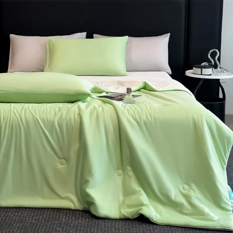Smooth Green Cooling Summer Quilt,Thin Air Condition Comforter,Bed Blanket for Single Kids Adult 150*200cm Home Bed Linens