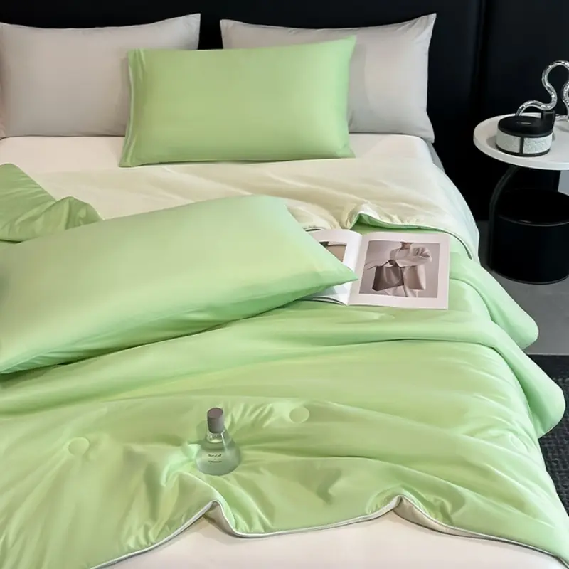 Smooth Green Cooling Summer Quilt,Thin Air Condition Comforter,Bed Blanket for Single Kids Adult 150*200cm Home Bed Linens