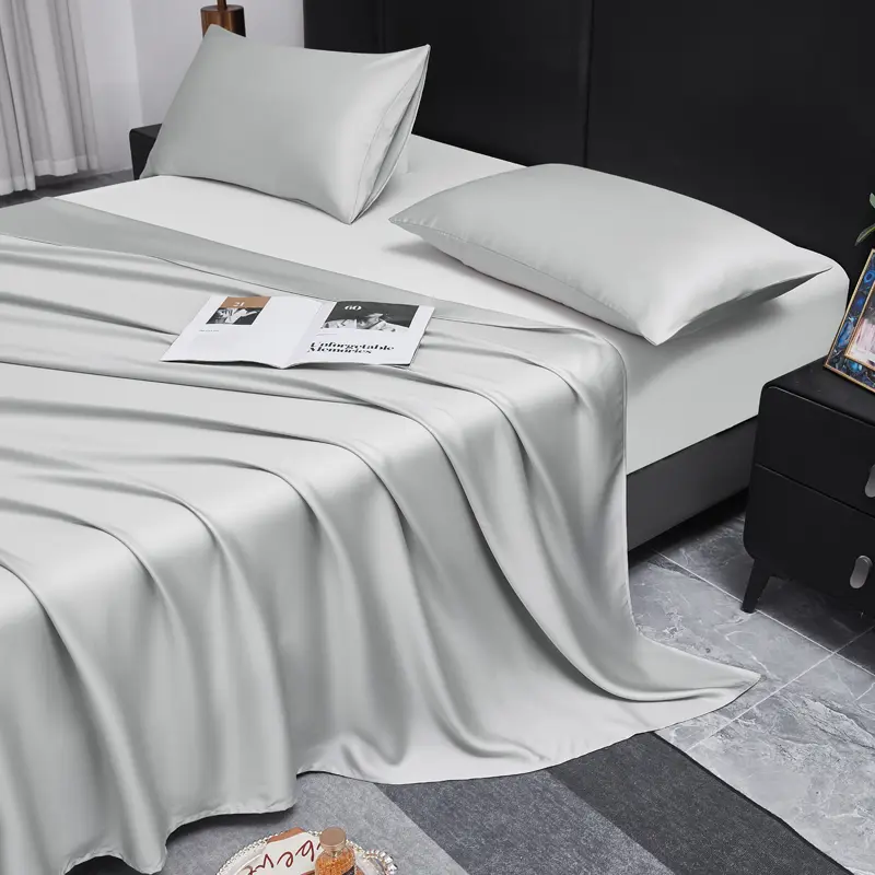 US Full Solid Grey Flat Sheet,Silky Eucalyptus Lyocell Fiber Top Sheet,Breathable Soft Cooling Bed Linens 205*243/81*96in 1pc