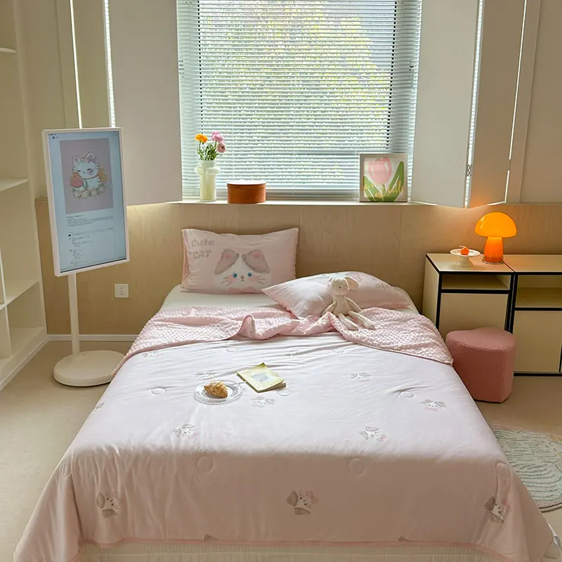 Boys Girls Cooling Summer Quilt Cartoon Patchwork Comforter Duvet Home 3D Hamburger Throw Blanket Kids Bedding 110*140cm