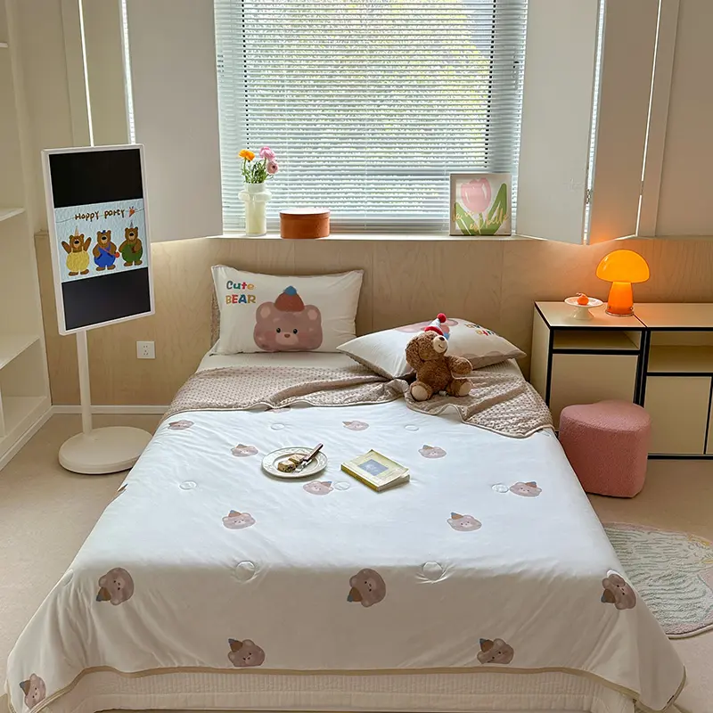 Boys Girls Cooling Summer Quilt Cartoon Patchwork Comforter Duvet Home 3D Hamburger Throw Blanket Kids Bedding 110*140cm