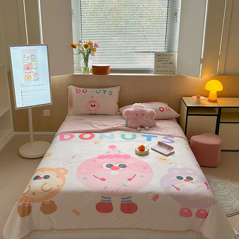 Boys Girls Cooling Summer Quilt Cartoon Patchwork Comforter Duvet Home 3D Hamburger Throw Blanket Kids Bedding 110*140cm