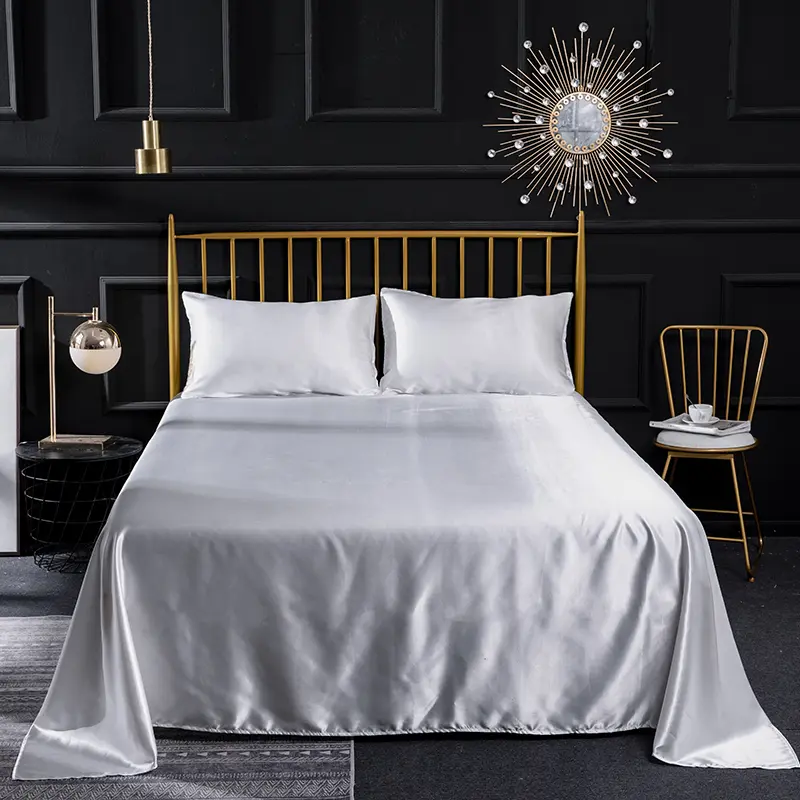 Elegant Satin Bedding Set - Premium Quality Flat and Fitted Sheet Set with Pillowcases for a Sumptuous and Opulent Sleep