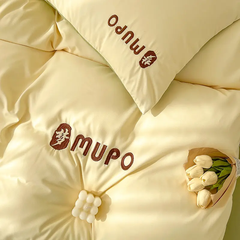 Solid Color Duvet Cover Washed Cotton Bedding Set Duvet Cover with Zipper, Pillow Cases,Embroidered Bedspread Super Soft