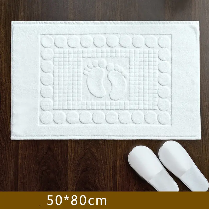 Thicken 3D Foot Pattern White Floor Towel For Hotel Home Bathroom Mat Cotton Non-slip Water Absorbent Bathtub Towels 50*80cm