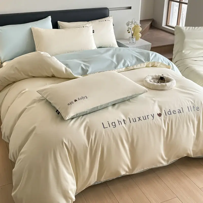 Luxurious A-Class 100S Long-Staple Cotton Sateen Embroidered Bedding Set,Duvet Cover and 2Pillowcases,Elegant Bedding Ensemble
