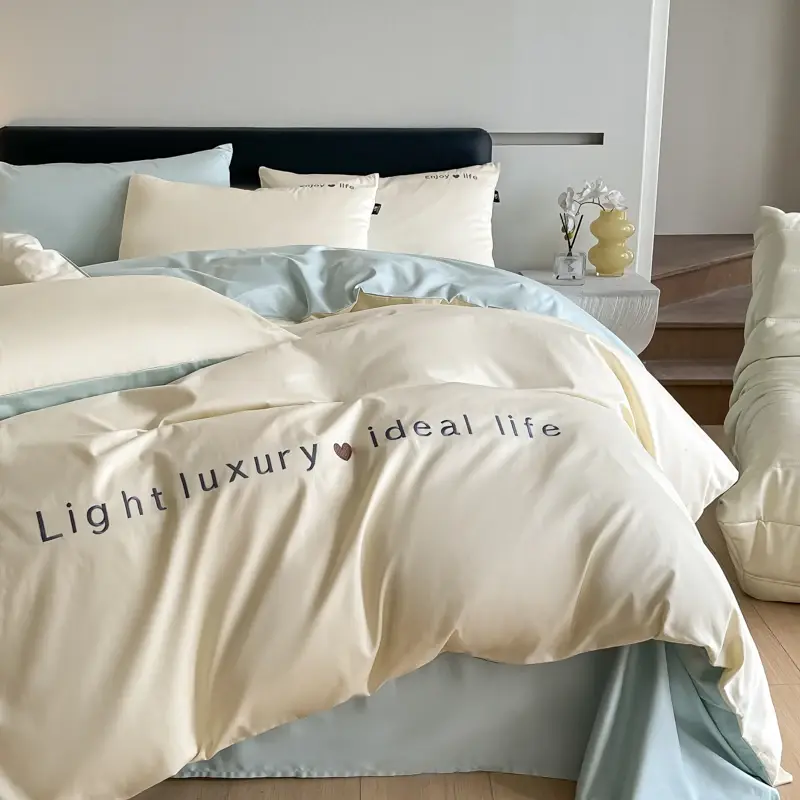 Luxurious A-Class 100S Long-Staple Cotton Sateen Embroidered Bedding Set,Duvet Cover and 2Pillowcases,Elegant Bedding Ensemble