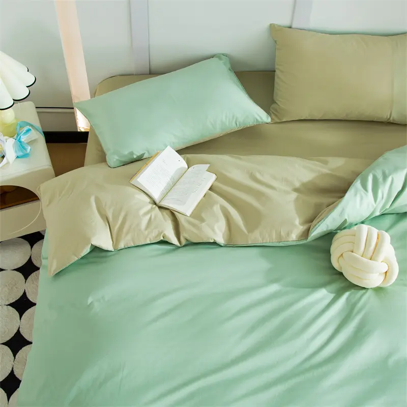 Dual-Tone 100% Cotton Duvet Cover and Pillowcase Set, Plush Bedding Set Ensemble with a Modern Colorblocked Aesthetic,Soft