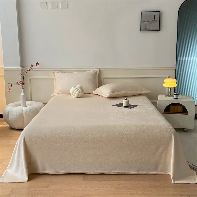 Cozy Solid Flannel Flat Sheet, Ultra-Soft Throw Blanket - Luxurious Softness, Multi-Purpose Bedding, All-Season Comfort