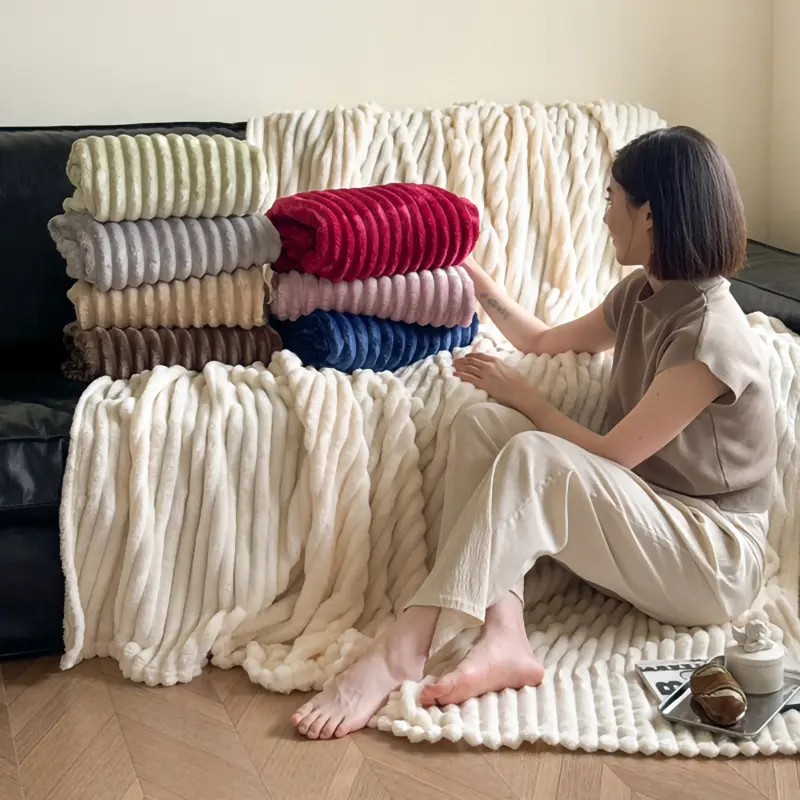 Comfy Cuddler Enhanced Striped Flannel Blanket - Ultra-Soft and Thicker for Extra Warmth, Timeless Style for Your Home