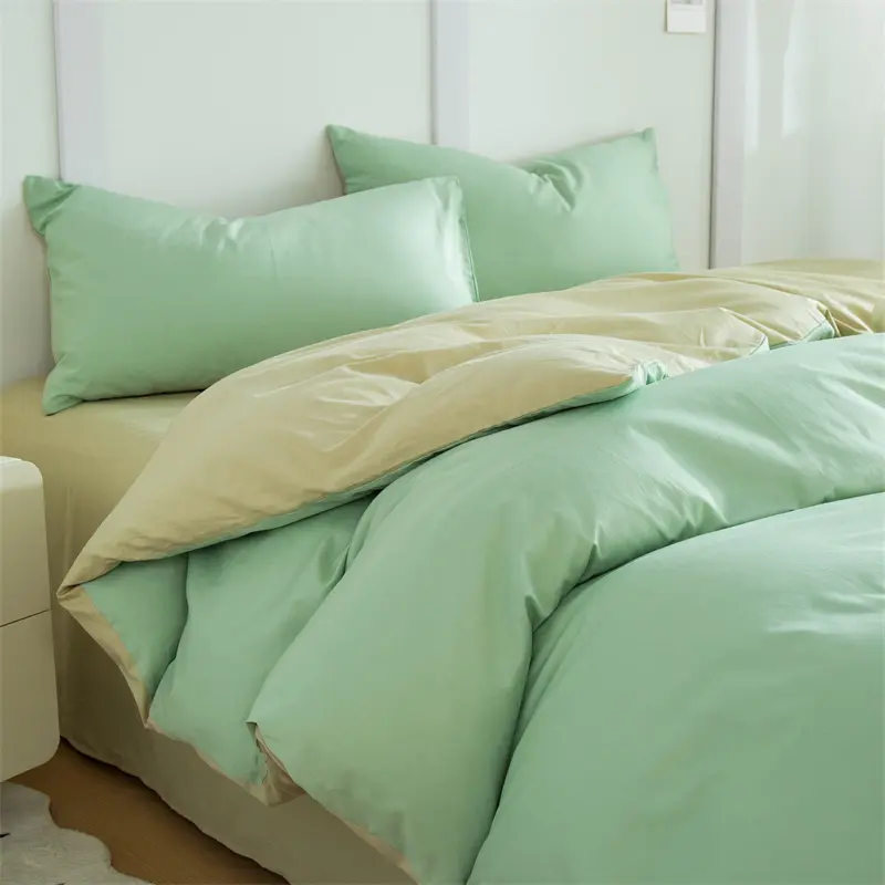 Dual-Tone 100% Cotton Duvet Cover and Pillowcase Set, Plush Bedding Set Ensemble with a Modern Colorblocked Aesthetic,Soft