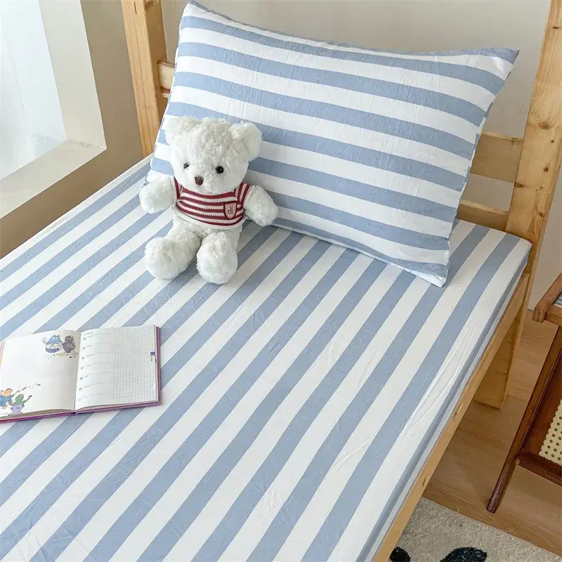 Ultra Soft Pre-Washed Bed Flat Sheet and Pillowcase Set - Stripe Style, Hypoallergenic, Embrace a Cozy Night's Sleep