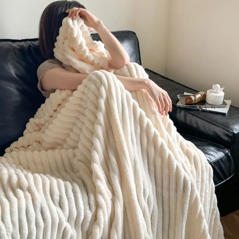 Comfy Cuddler Enhanced Striped Flannel Blanket - Ultra-Soft and Thicker for Extra Warmth, Timeless Style for Your Home