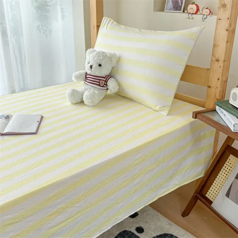 Ultra Soft Pre-Washed Bed Flat Sheet and Pillowcase Set - Stripe Style, Hypoallergenic, Embrace a Cozy Night's Sleep
