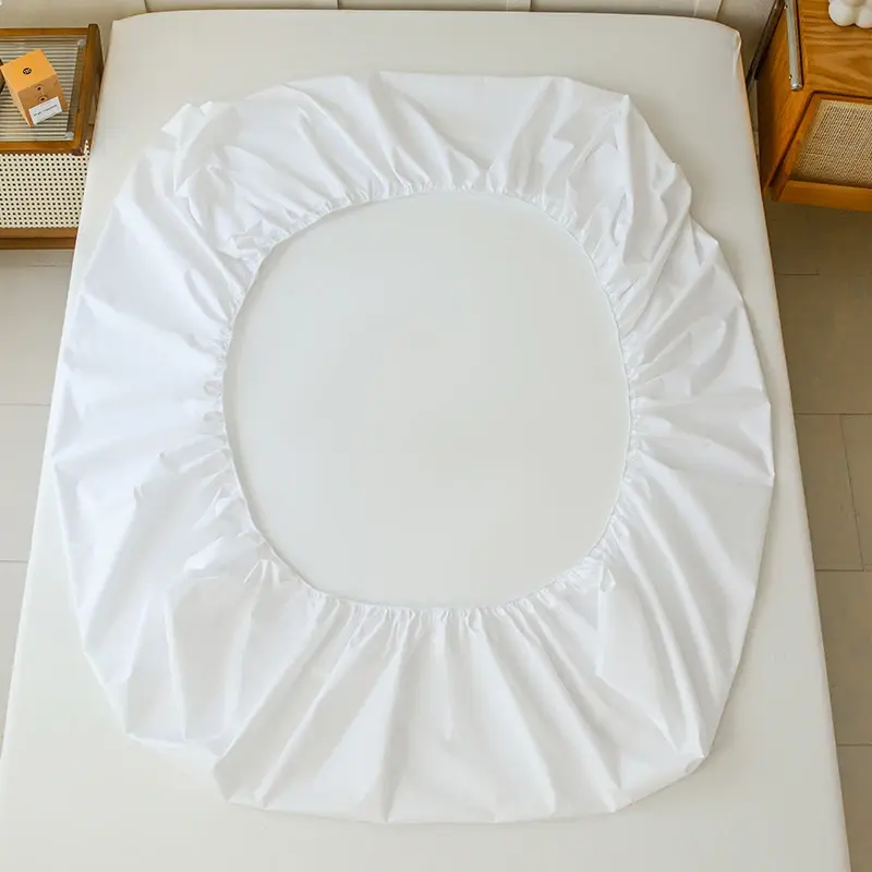 Solid Color Waterproof Bed Fitted Sheet and Pillowcase Set,Stain-Resistant Barrier for Mattress and Pillows, Machine Washable