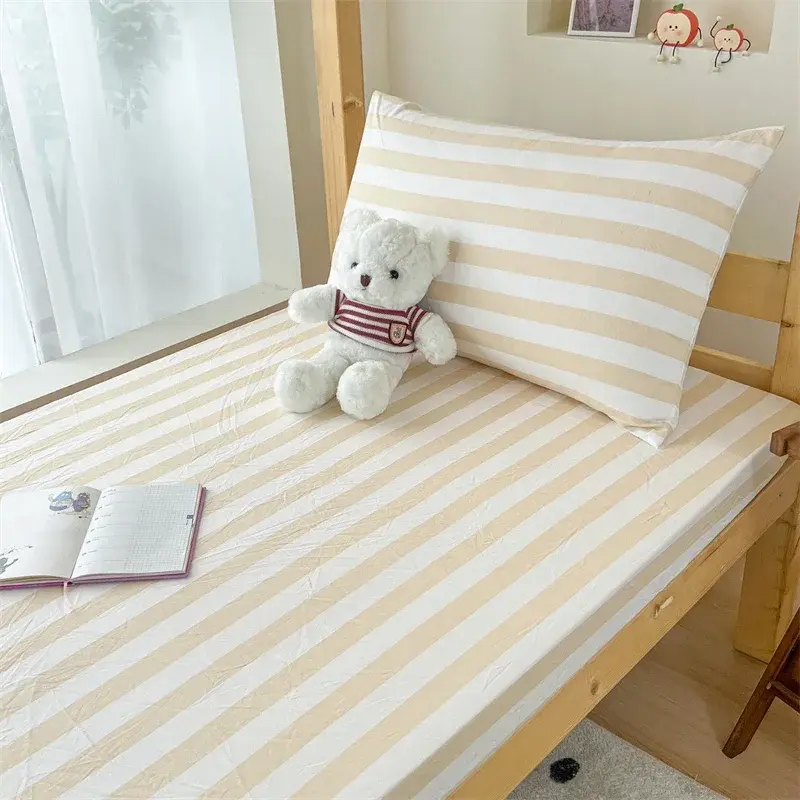 Ultra Soft Pre-Washed Bed Flat Sheet and Pillowcase Set - Stripe Style, Hypoallergenic, Embrace a Cozy Night's Sleep