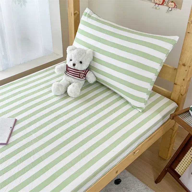 Ultra Soft Pre-Washed Bed Flat Sheet and Pillowcase Set - Stripe Style, Hypoallergenic, Embrace a Cozy Night's Sleep